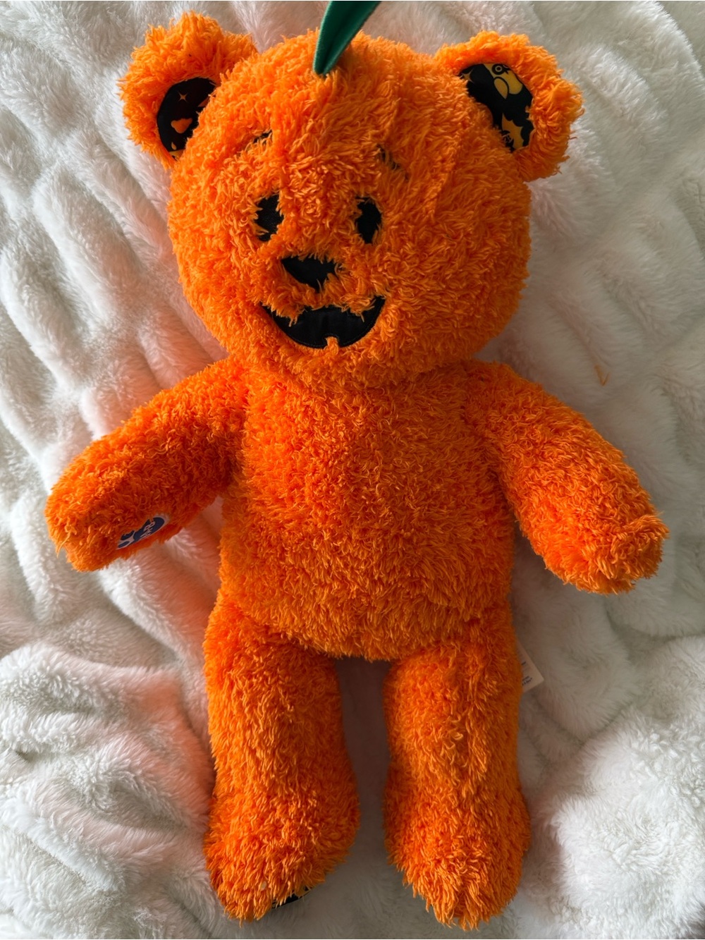 Build a Bear Plush Orange Halloween Stuffed Toy w/ Glowing Jack-O-Lantern Face